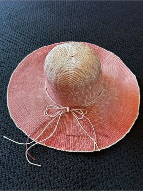 2 chic Light Red  and Natural Straw Wide-Brim Sun Hat 👒 with Bow